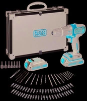 Black+Decker TRAPANO AVVITATORE A PERCUSSIONE BDCHD18BAFC-QW 18V 2 batterie 1,5 Ah + 80 accessori