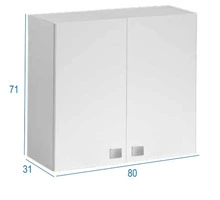 Mobile Pensile Per Cucina Per Cappa a Due Ante 80 x 31 x h71 cm Colore Bianco Frassinato