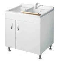 Mobile Lavatoio A Due Ante Con Bivasca in Termoformatura 60x75x85cm Colore Bianco