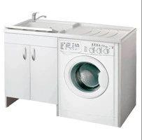 Mobile Lavatoio Coprilavatrice Due Ante 124x60x89 cm Colore Bianco vaschetta a destra