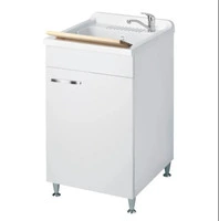 Mobile Lavanderia Una Anta Con Vaschetta Colore Bianco 50x50x85 cm con cestello