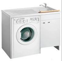 Mobile Lavanderia Coprilavatrice a destra ad Una Anta 60X89X109 cm Colore Bianco - 2