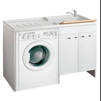 Mobile Lavanderia Coprilavatrice a sinistra ad Due Anta 60X89X124 cm Colore Bianco - 2