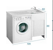Mobile Lavanderia Con Vaschetta Reversibile 109 x 60 x H89 Chiusura a Serrandina Colore Bianco