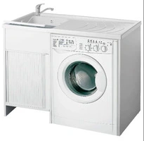 Mobile Lavanderia Con Vaschetta Reversibile 109 x 60 x H89 Chiusura a Serrandina Colore Bianco