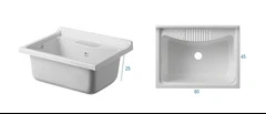Vaschetta Per Lavatoio in Termoformatura Colore Bianco 60x45x25 cm orizzontale