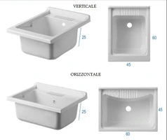 Vaschetta Per Lavatoio in Termoformatura Colore Bianco 45x60x25 cm orizzontale
