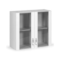 Vetrina pensile 80 cm due ante bianco frassinato
