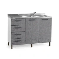Sottolavello con cassettiera 120 cemento sinistro con lavello