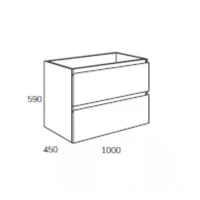 Mobile bagno sospeso Londres con due cassetti 100x45x59 cm colore bianco lucido - 3