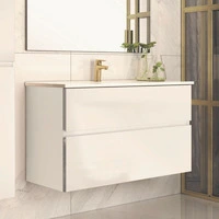 Mobile bagno sospeso Londres con due cassetti 100x45x59 cm colore bianco lucido - 5