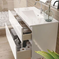 Mobile bagno sospeso Londres con due cassetti 100x45x59 cm colore bianco lucido - 6
