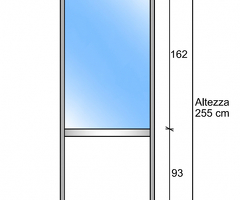 Modulo Continuativo Parete Divisoria in Vetro Trasparente Alluminio e Bachelite 1 Traversa Bassa Col