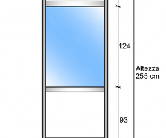 Modulo Continuativo Parete Divisoria in Vetro Trasparente Alluminio e Bachelite 2 Traverse Colore Ma