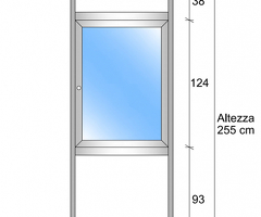 Modulo Iniziale/Finale Parete Divisoria in Vetro Trasparente Alluminio e Bachelite con Finestra Colo