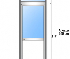 Modulo Continuativo Parete Divisoria in Vetro Trasparente Luce Alluminio e Bachelite con Porta - H25