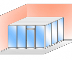 Box Modulare 2 Lati in Alluminio e Vetro Trasparente e Copertura - 4x3 m Colore Argento Ox - ITALFRO