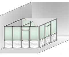 Box Modulare 3 Lati in Alluminio Vetro Satinato e Perline e Copertura - 4x3 m Colore Grigio Mix - IT
