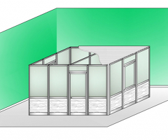 Box Modulare 4 Lati in Alluminio Vetro Satinato e Perline e Copertura - 4x3 m Colore Grigio Mix - IT